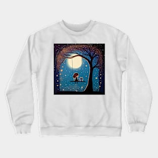 Just me, the moon and, my cat Crewneck Sweatshirt